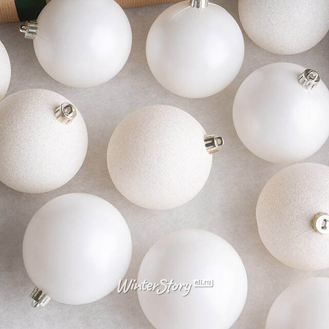 Набор пластиковых шаров Grande Collection - Белый, 8 см, 34 шт Winter Deco