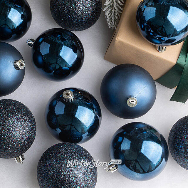 Набор пластиковых шаров Grande Collection - Синий Бархат, 8 см, 34 шт Winter Deco