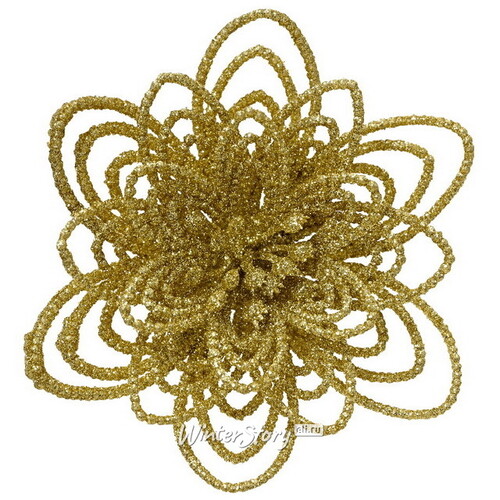 Декоративный цветок Аделис 10 см, золотой, 3 шт, клипса Kaemingk