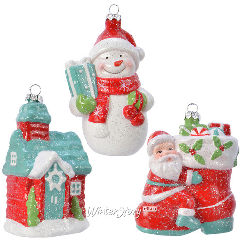 Набор пластиковых елочных игрушек Карамельное Рождество 12 см, 3 шт, подвеска Kaemingk
