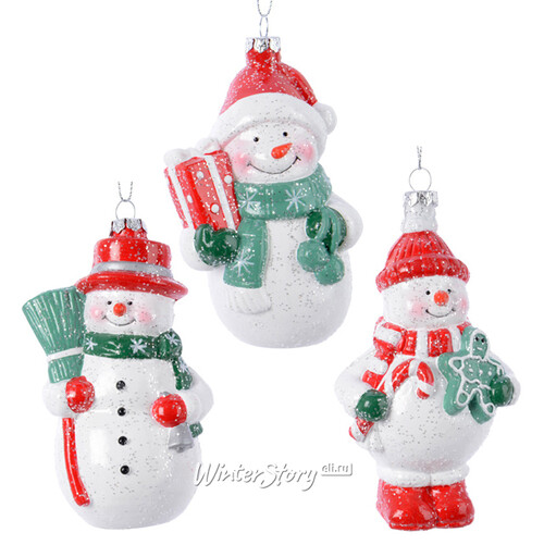 Набор пластиковых елочных игрушек Снежное Трио в красном 12 см, 3 шт, подвеска Kaemingk