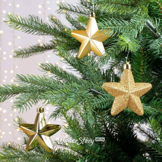 Набор елочных игрушек Золотые Звезды 8 см, 6 шт, подвеска Winter Deco