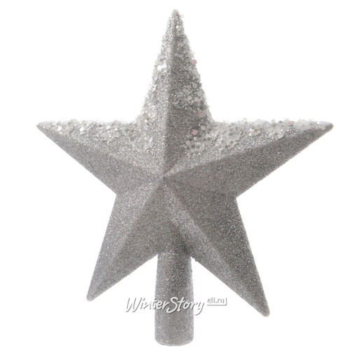 Верхушка Звезда 19 см серебряная заснеженная Kaemingk