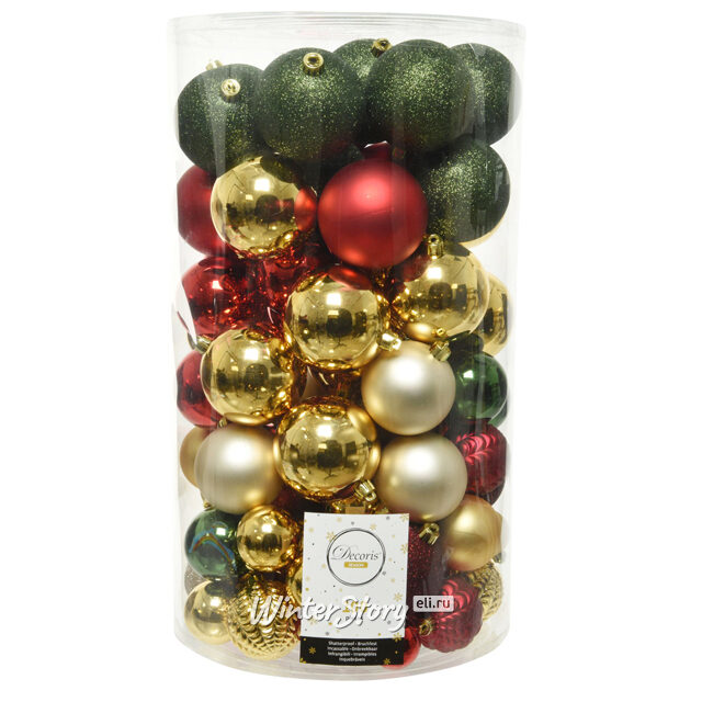 Набор пластиковых шаров Viva Grande: Christmas Eve 4-8 см, 100 шт Kaemingk