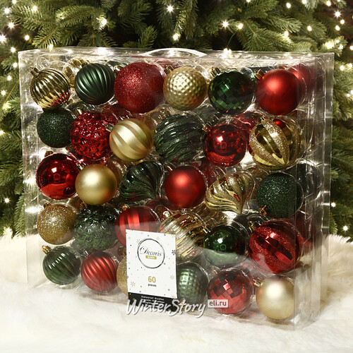 Набор пластиковых шаров Magic Suite: Канун Рождества, 6-7 см, 60 шт Kaemingk