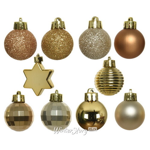Набор елочных мини-украшений Christmas Gift: Warm Glow, 30 шт, пластик Kaemingk