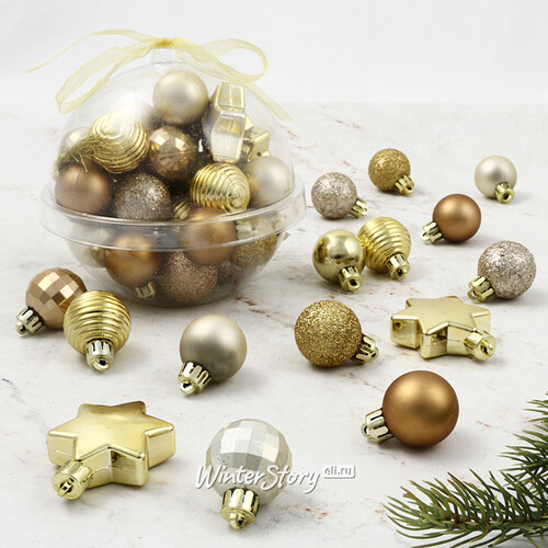 Набор елочных мини-украшений Christmas Gift: Warm Glow, 30 шт, пластик Kaemingk