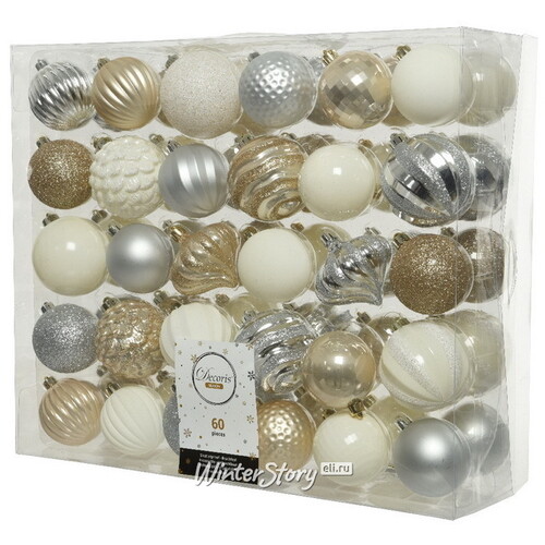 Набор пластиковых шаров Magic Suite: Bright Luxury, 6-7 см, 60 шт Kaemingk/Winter Deco