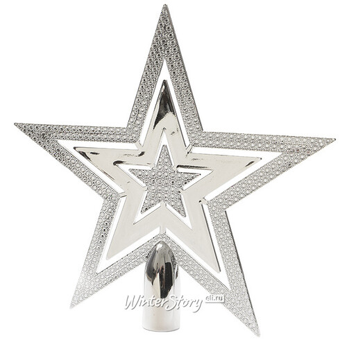 Верхушка Звезда 20 см серебряная Kaemingk