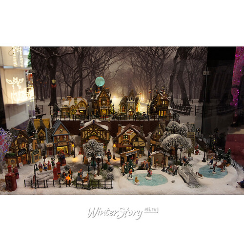 Домик Рождественский с оленями на крыше, 22*26*18 см, музыка, подсветка Lemax