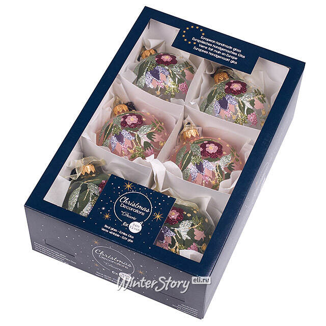 Набор стеклянных шаров Манфреди 8 см, 6 шт Kaemingk