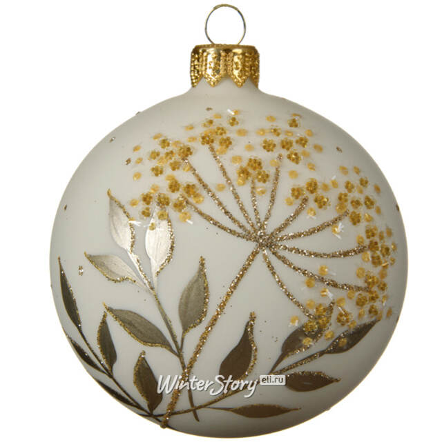 Набор стеклянных шаров Кустелле Флер 8 см молочный, 6 шт Kaemingk