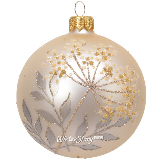 Набор стеклянных шаров Кустелле Флер 8 см кремовый, 5 шт уцененный Kaemingk (Кейминг)