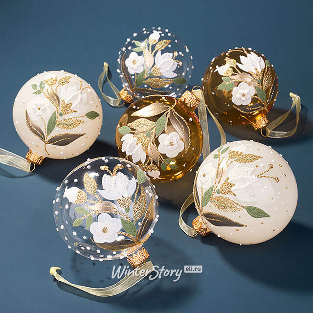 Набор стеклянных шаров Pamphili Bianca 8 см, 6 шт Kaemingk