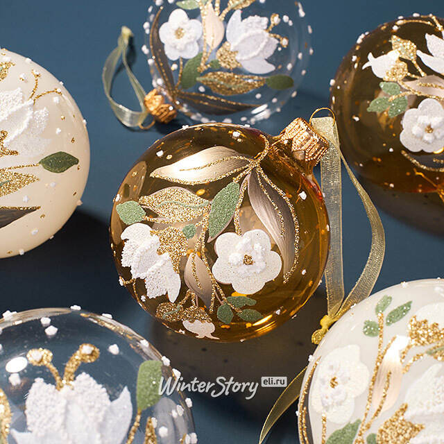 Набор стеклянных шаров Pamphili Bianca 8 см, 6 шт Kaemingk