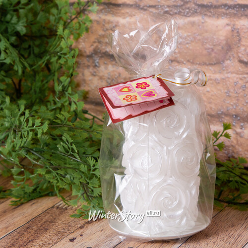 Декоративная свеча Розовый Сад 125*65 мм белая Омский Свечной
