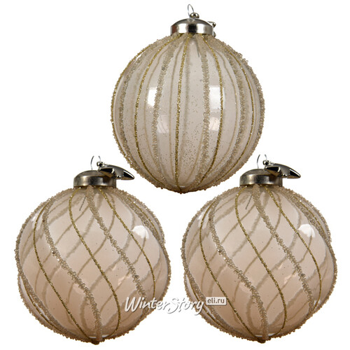 Набор стеклянных шаров Карамельная Нежность 8 см, 3 шт Kaemingk