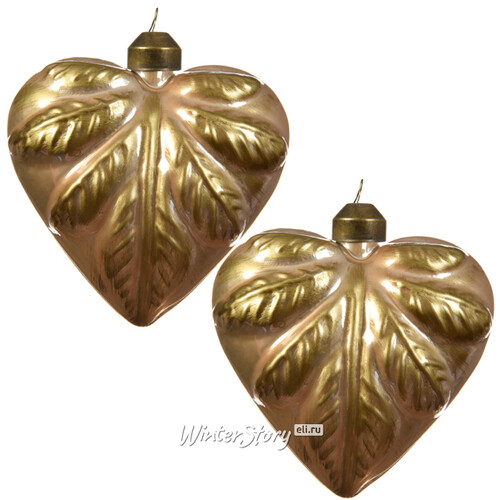 Набор елочных игрушек Сердце Венского Леса 10 см медное золото, 2 шт, стекло Kaemingk