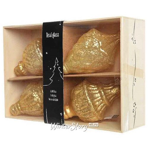 Набор винтажных елочных подвесок Бонжур 13*7 см золотой, 4 шт, стекло Kaemingk