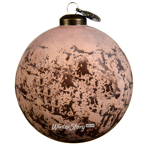 Винтажный шар Мраморный 8 см розовое шампанское, стекло Kaemingk