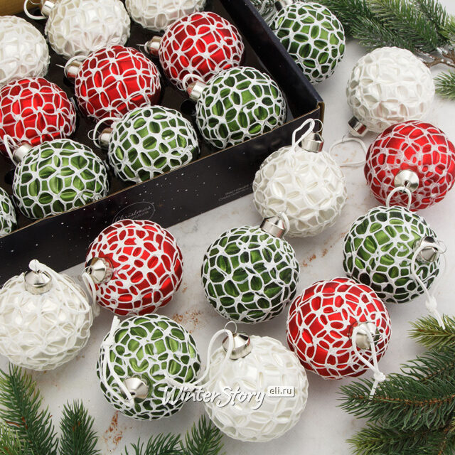 Набор стеклянных шаров Цветочная Симфония 8 см, 9 шт, уцененный Kaemingk