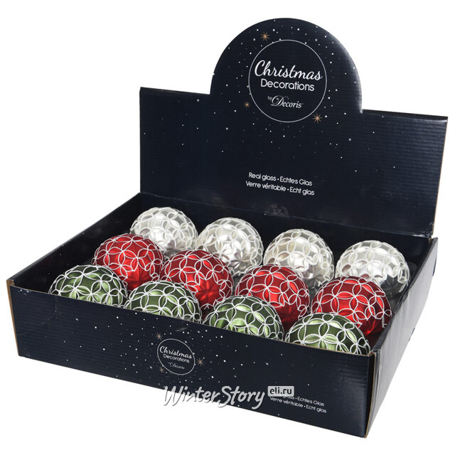 Набор стеклянных шаров Цветочная Симфония 8 см, 9 шт, уцененный Kaemingk