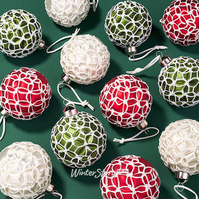 Набор стеклянных шаров Цветочная Симфония 8 см, 12 шт Kaemingk