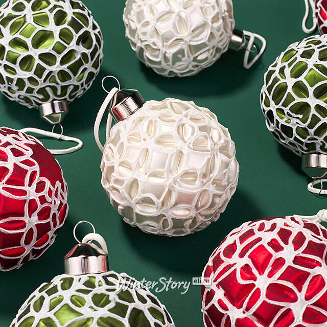 Набор стеклянных шаров Цветочная Симфония 8 см, 12 шт Kaemingk