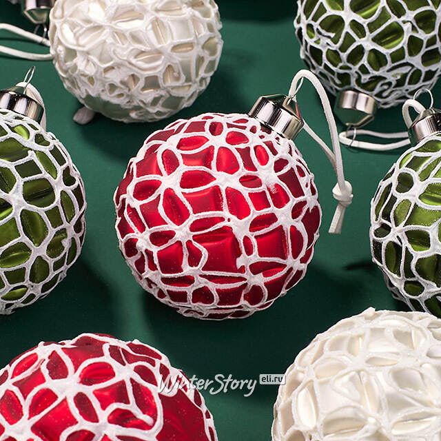 Набор стеклянных шаров Цветочная Симфония 8 см, 12 шт Kaemingk