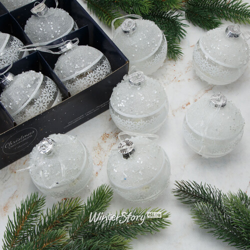 Набор стеклянных шаров Ледяная Фантазия 8 см, 12 шт Kaemingk