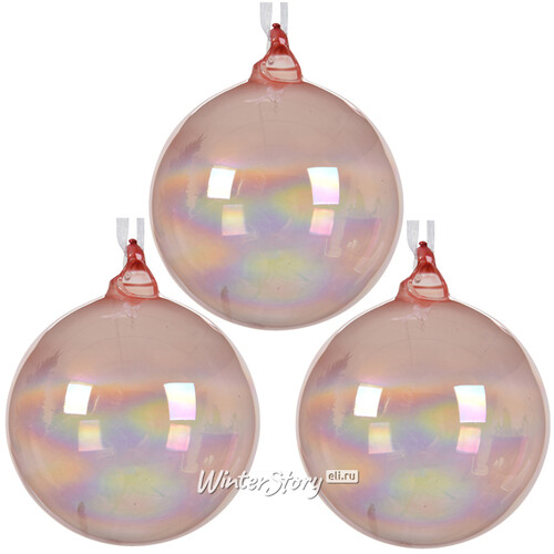 Набор стеклянных шаров Мыльные Пузыри 8 см розовый перламутр, 3 шт Kaemingk