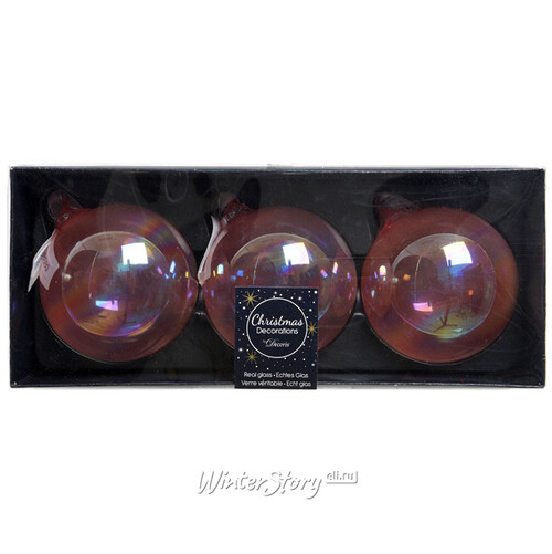 Набор стеклянных шаров Мыльные Пузыри 8 см розовый перламутр, 3 шт Kaemingk