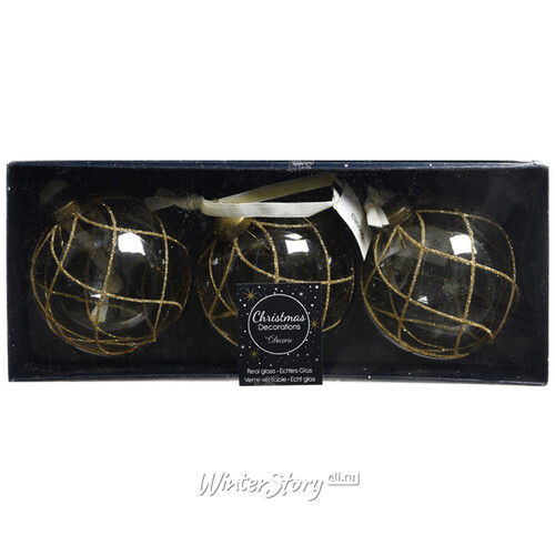 Набор стеклянных шаров Акапелла 8 см прозрачный, 3 шт Kaemingk
