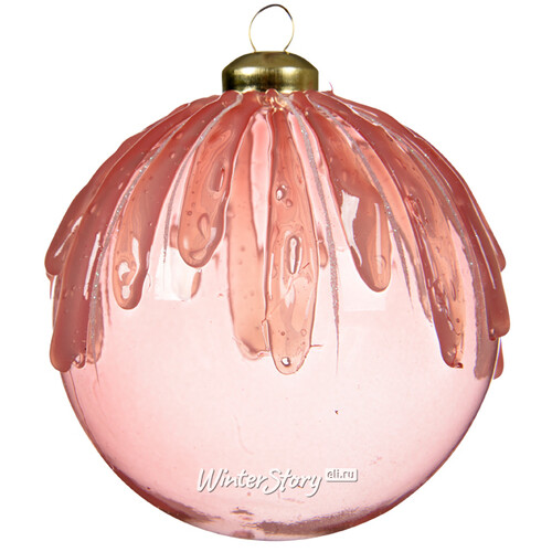Стеклянный елочный шар Ледяная Капель 10 см благородный розовый Kaemingk