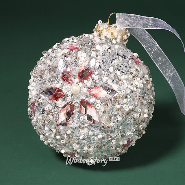 Набор стеклянных шаров Diamante Fiore 8 см белый, 3 шт Kaemingk