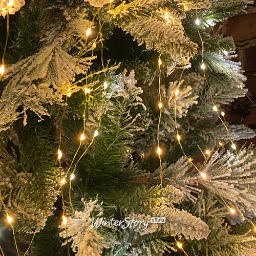 Гирлянда на елку 210 см Лучи Росы, 16 нитей, 672 теплых/экстра теплых белых микро LED ламп с мерцанием, золотая проволока, IP44 Kaemingk