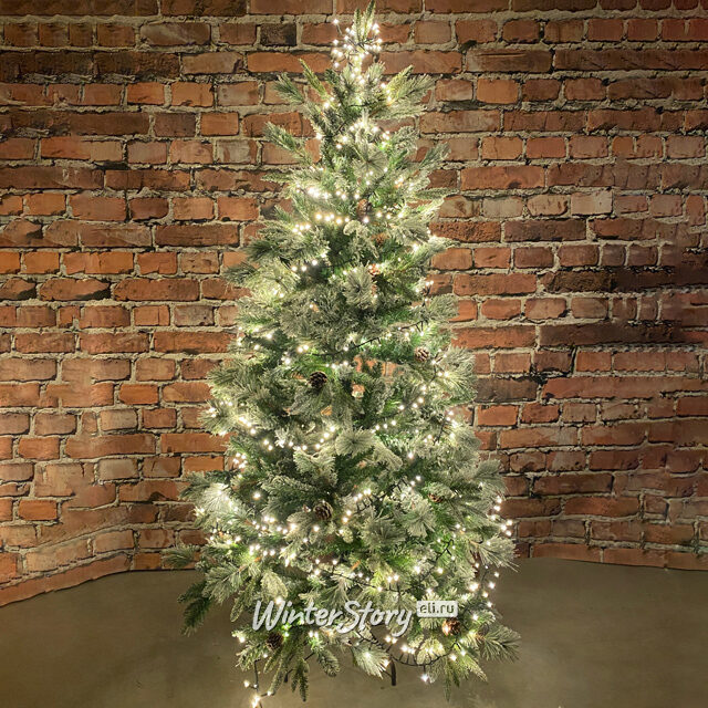 Светодиодная гирлянда нить Lumineo Snake 16 м, 750 теплых белых/разноцветных LED ламп, зеленый ПВХ, контроллер, таймер, IP44 Kaemingk