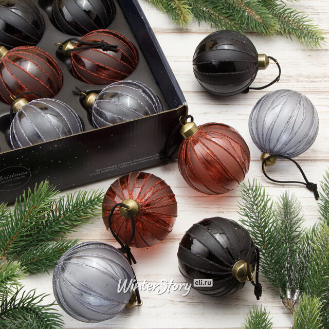 Набор стеклянных шаров Де-Фонтен 8 см, 12 шт Kaemingk