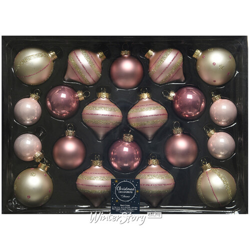 Набор стеклянных шаров Christmas Candy: Нежно-розовый, 4-6 см, 20 шт Kaemingk