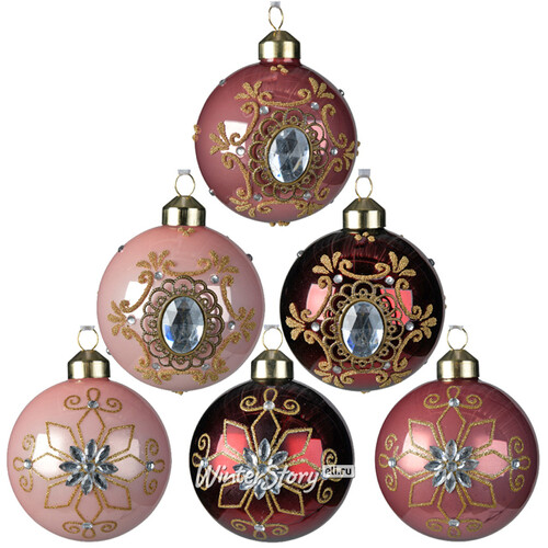 Набор стеклянных шаров Версальский Дворец 8 см, 12 шт Kaemingk