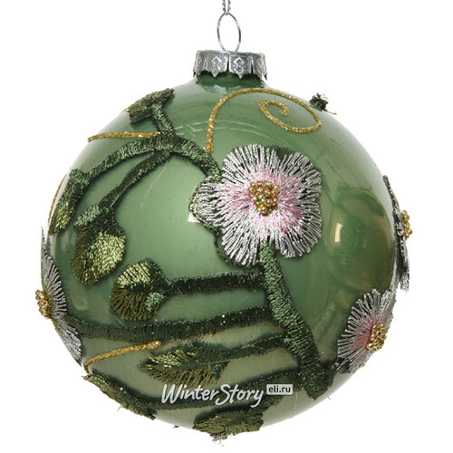 Стеклянный елочный шар Jardin De Grasse 10 см шалфейный Kaemingk