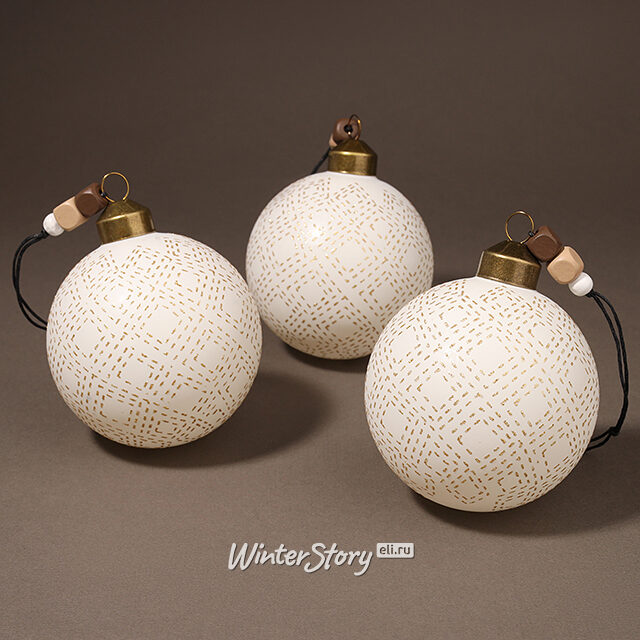 Набор стеклянных шаров Butterscotch Geometry 8 см, 3 шт Kaemingk