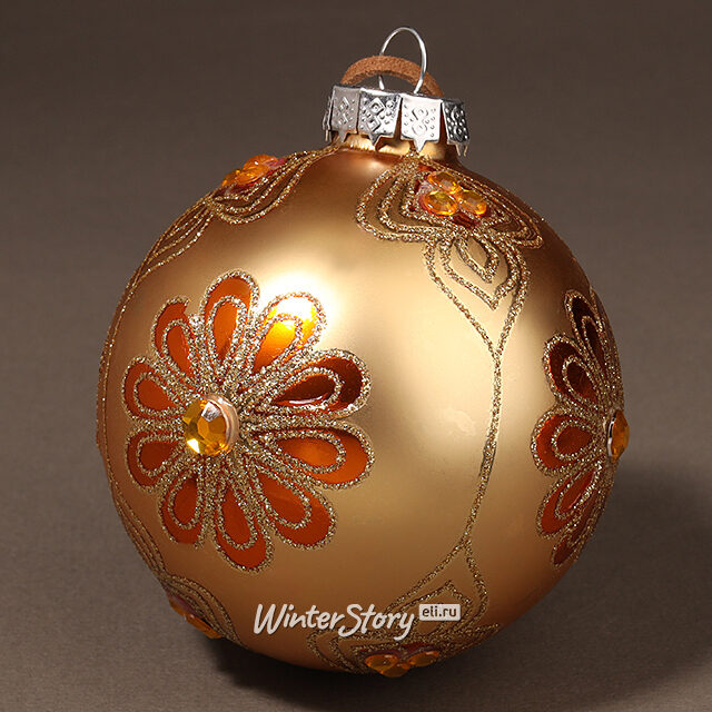 Набор стеклянных елочных игрушек Fleurande 8-13 см золотой, 3 шт, подвеска Kaemingk