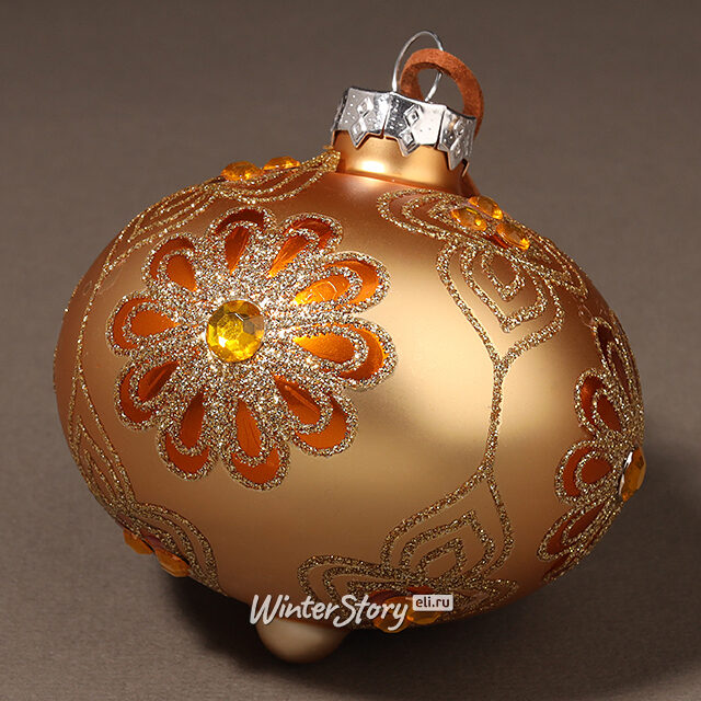 Набор стеклянных елочных игрушек Fleurande 8-13 см золотой, 3 шт, подвеска Kaemingk