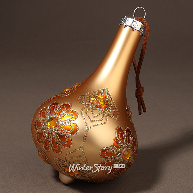 Набор стеклянных елочных игрушек Fleurande 8-13 см золотой, 3 шт, подвеска Kaemingk