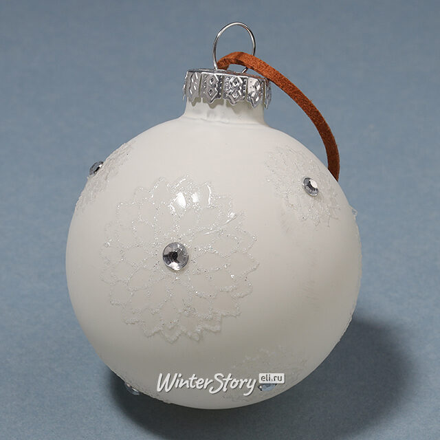 Набор стеклянных елочных игрушек Marguerite 6-10 см молочный, 3 шт, подвеска Kaemingk