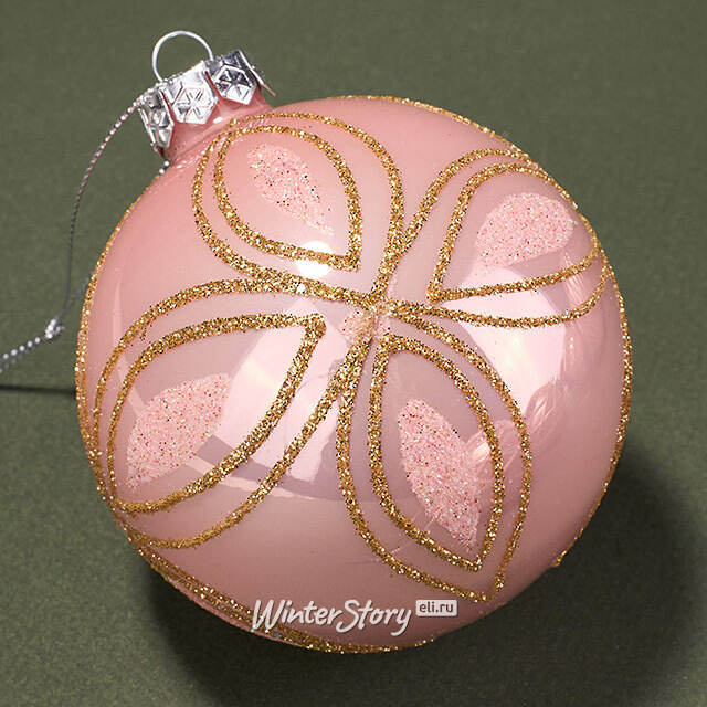 Набор стеклянных шаров Эммануэль 8 см розовый, 12 шт Kaemingk