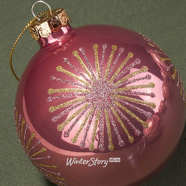 Набор стеклянных шаров Эммануэль 8 см розовый, 12 шт Kaemingk