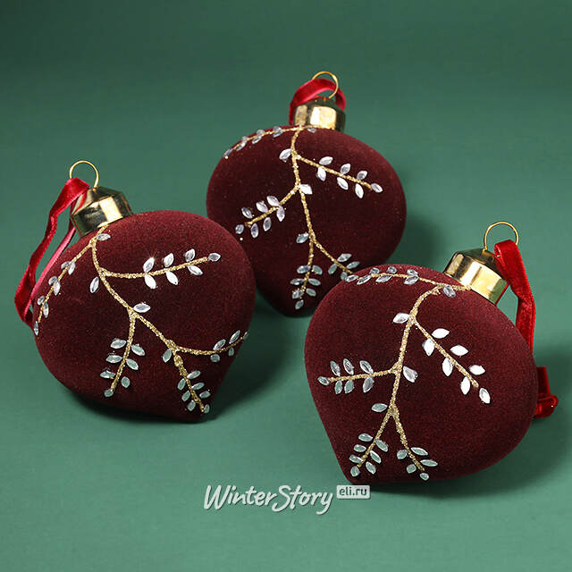 Набор стеклянных шаров Capottera 8 см бордовый, 3 шт Kaemingk