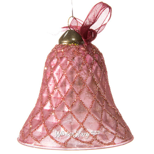 Набор стеклянных колокольчиков Грани красоты розовые, 8 см, 2 шт, подвеска Kaemingk